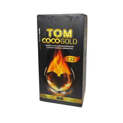 Кокосове вугілля для кальяну Tom Cococha Gold (1 кг, 96 шт., маленький кубик)