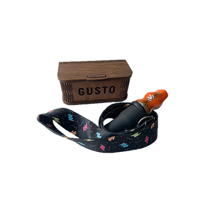 Персональний мундштук із кераміки Gusto зі стрічкою блискавки (Зелено-оранжевий)