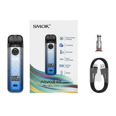 Smok Novo 4 800 Silver Carbon Fiber (Металік, з картриджем) Багаторазовий POD