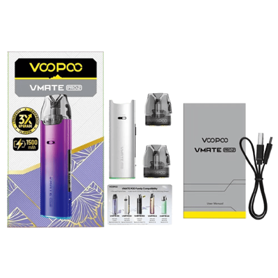 Voopoo VMATE PRO 2 1500 Glacier Silver (Металік, з картриджем) Багаторазовий POD
